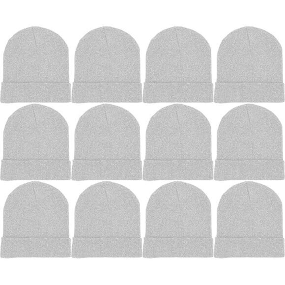 12 Pack Winter Beanie Hats for Men Women, Warm Cozy Knitted Cuffed Skull Cap - Picture 8 of 8